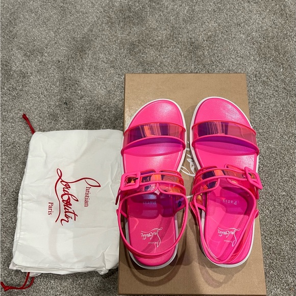 CHRISTIAN LOUBOUTIN DUNISS COOL VINYL & LEATHER SANDAL - Picture 2 of 4